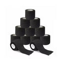InkGearLab Black Tattoo Grip Tape Wrap – 5 Rolls, 2" × 5 Yards, Disposable Cohesive Grip Cover
