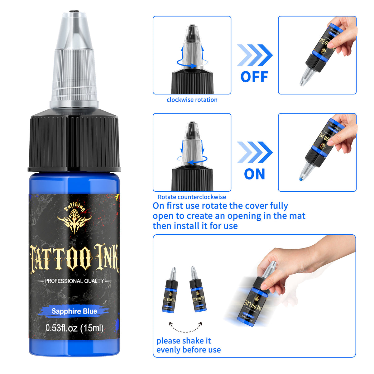InkGearLab Tattoo Ink – 15ml Professional Tattoo Pigment, 21 Colors Available
