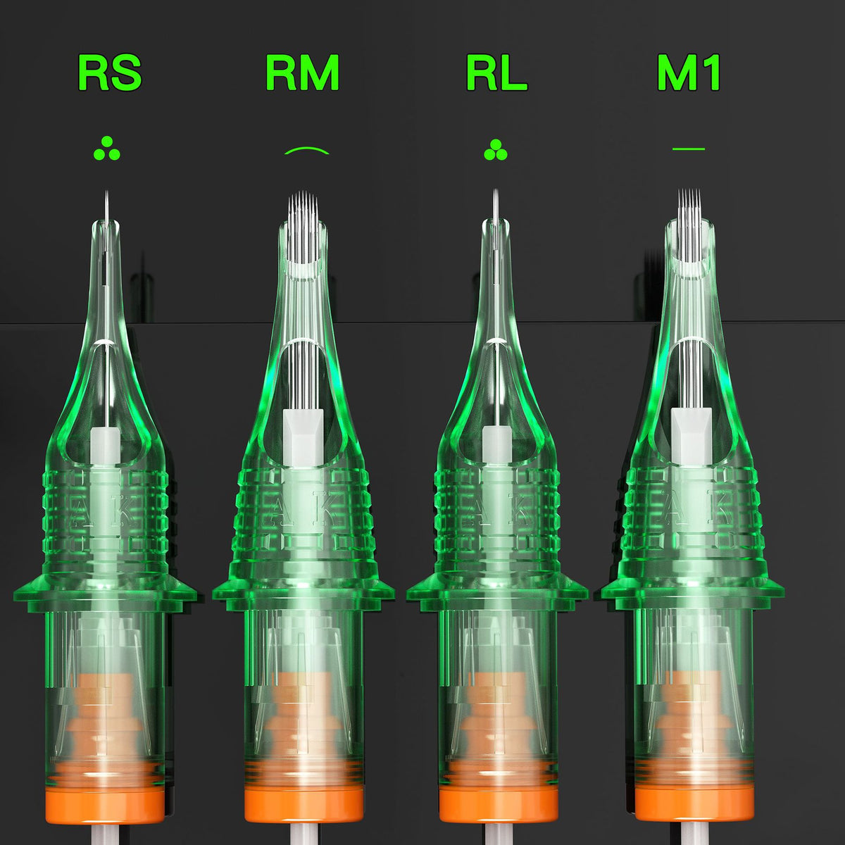 InkGearLab #12-0.35mm Universal Tattoo & PMU Cartridge Needles – Green (Box of 20)