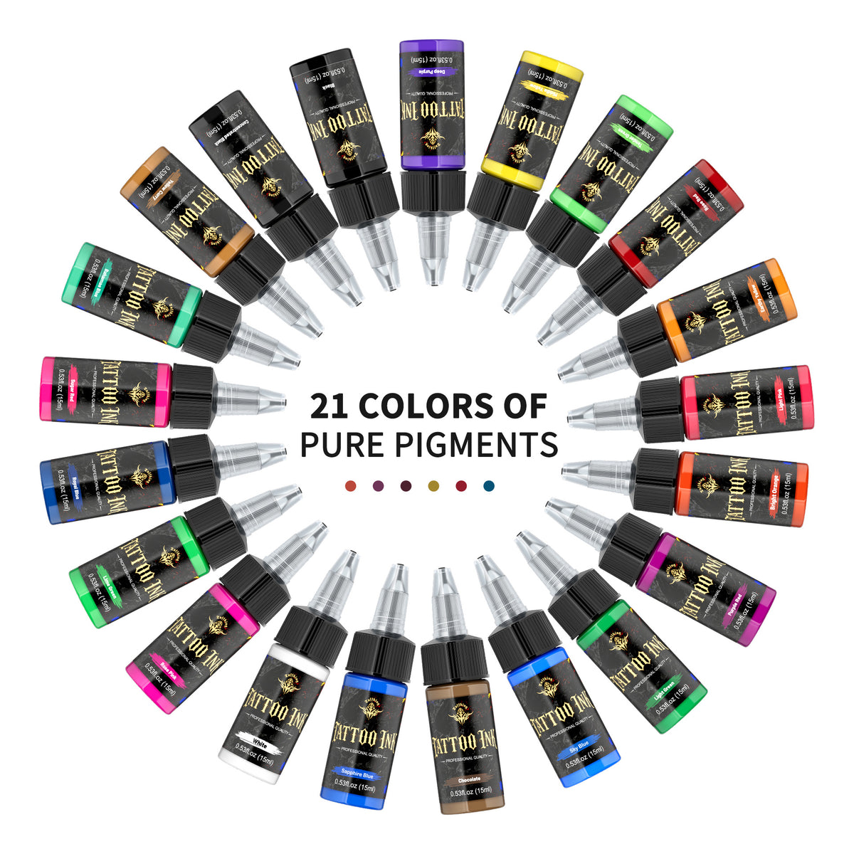 InkGearLab Tattoo Ink – 15ml Professional Tattoo Pigment, 21 Colors Available
