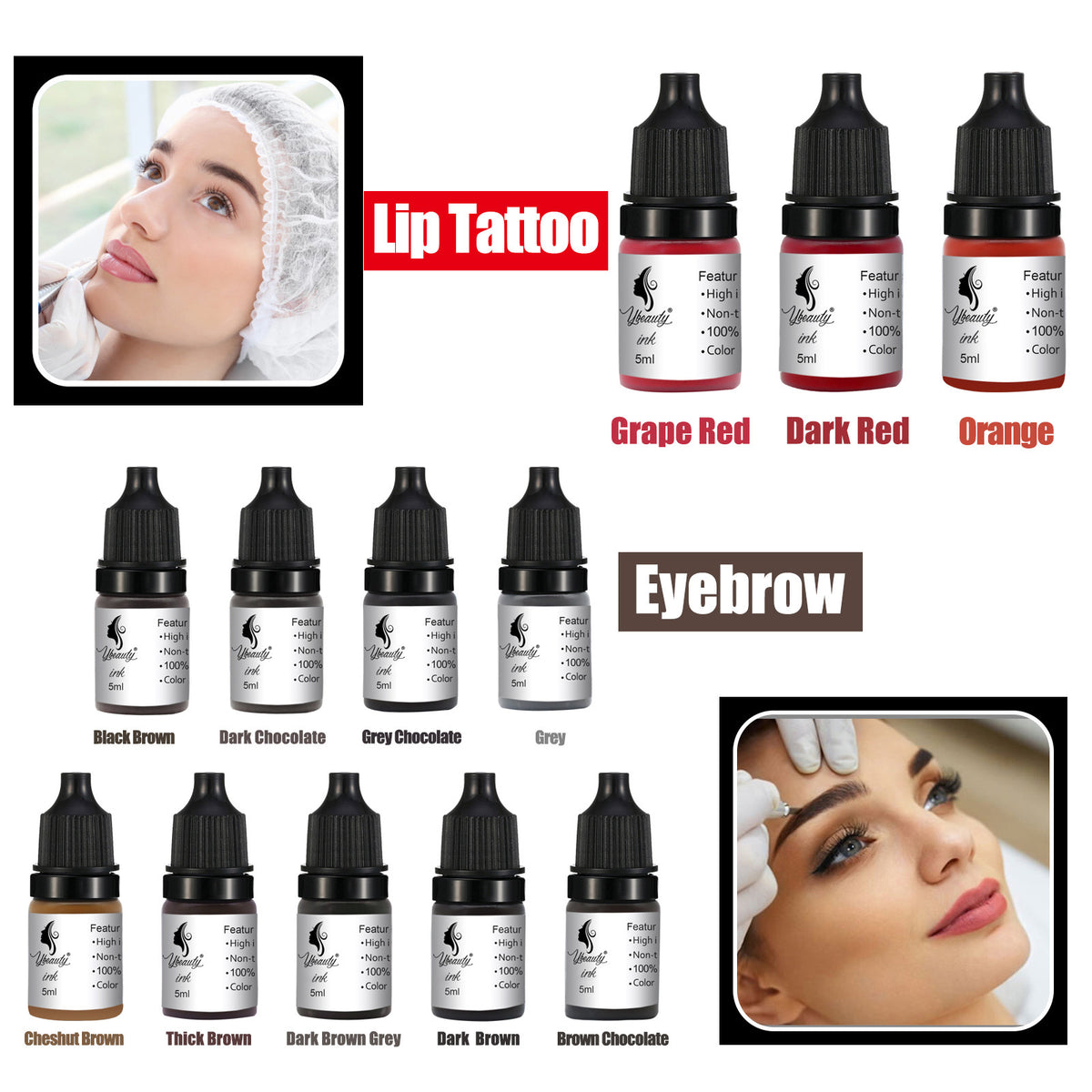 InkGearLab PMU Pigment – 5ml Permanent Makeup Pigment for Brows, Lips & Eyeliner | Beginner Friendly
