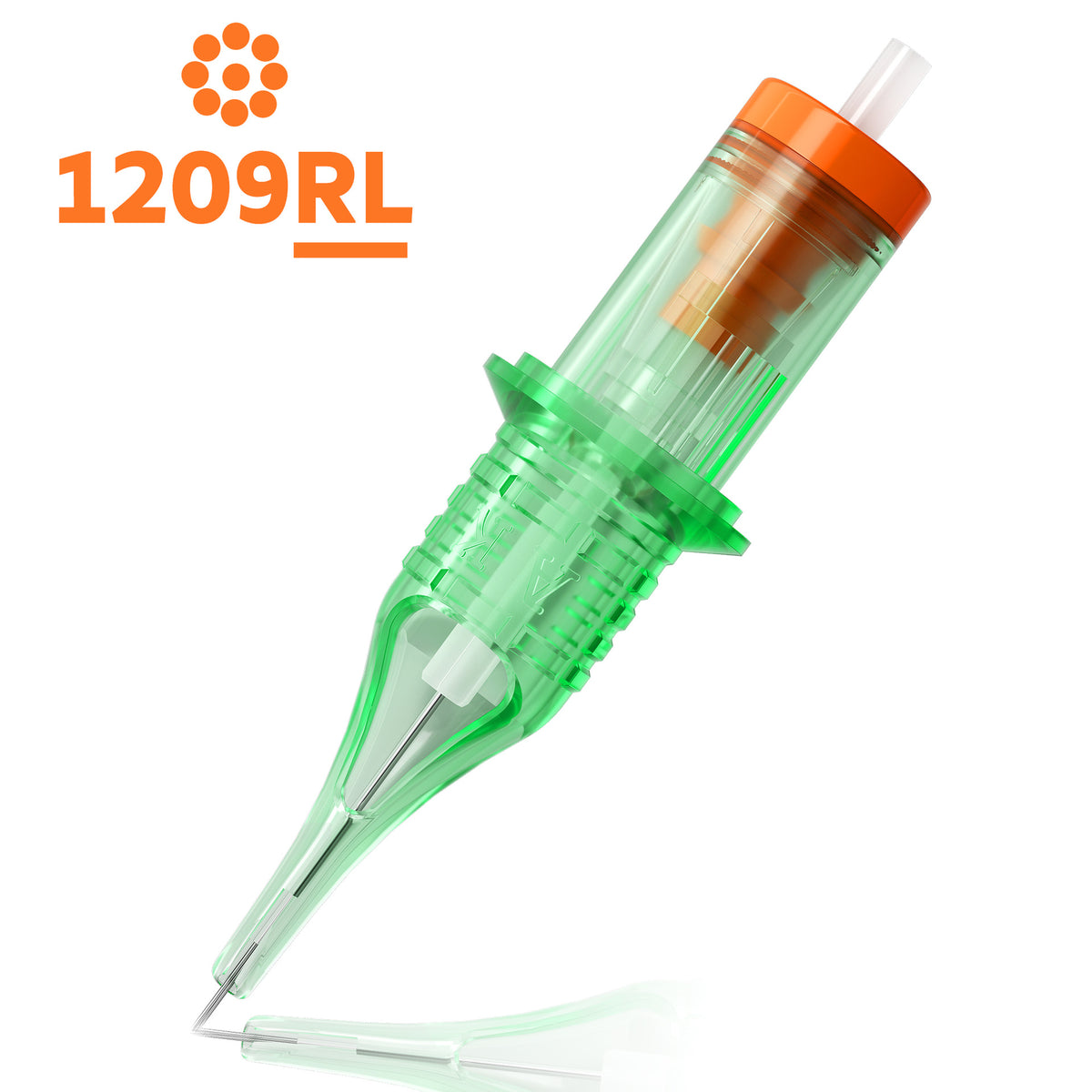 InkGearLab #12-0.35mm Universal Tattoo & PMU Cartridge Needles – Green (Box of 20)