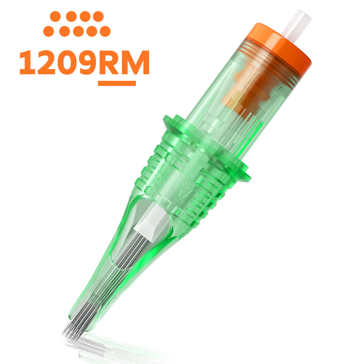 InkGearLab #12-0.35mm Universal Tattoo & PMU Cartridge Needles – Green (Box of 20)