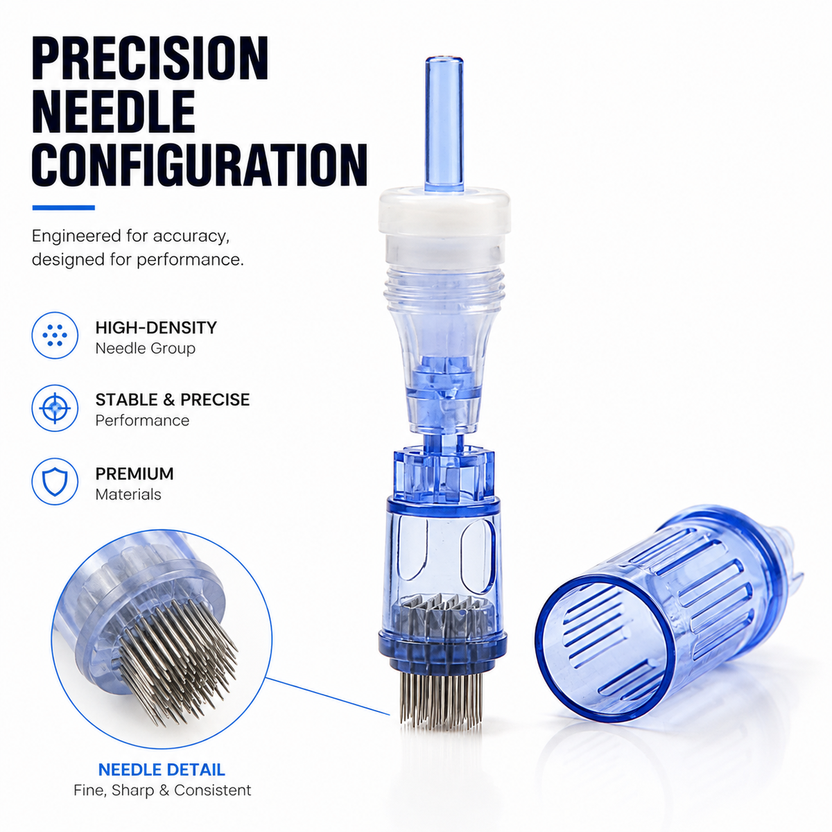 InkGearLab MTS Microneedling Tattoo & PMU Needles – Blue (Box of 10)