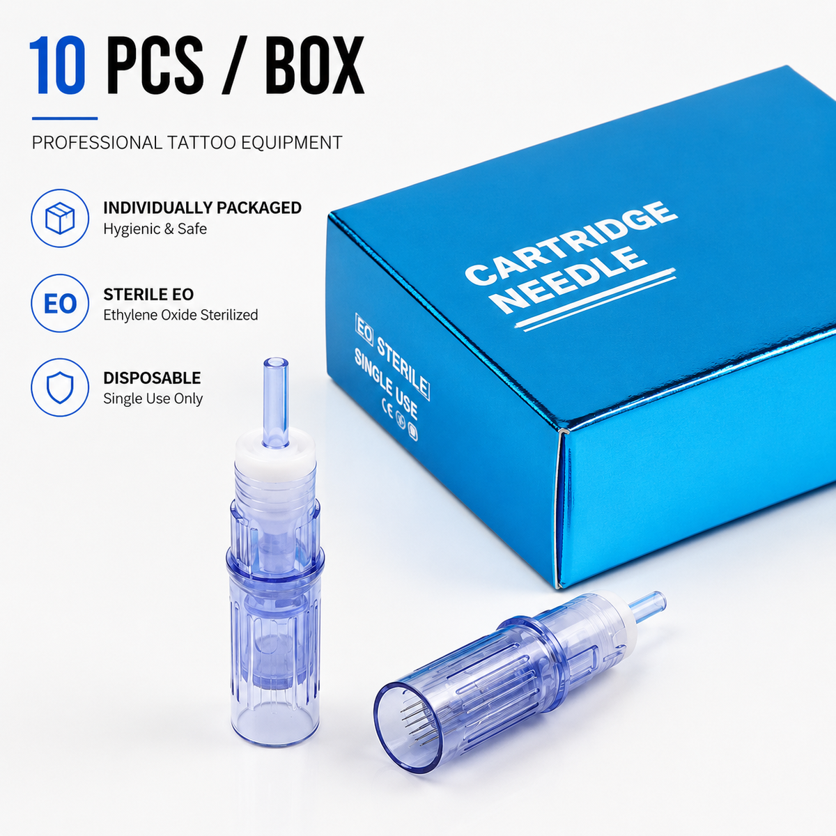InkGearLab MTS Microneedling Tattoo & PMU Needles – Blue (Box of 10)