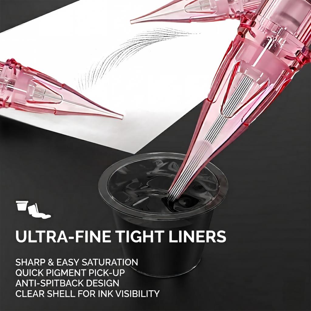 InkGearLab Universal Tattoo & PMU Cartridge Needles – Pink (Box of 10)